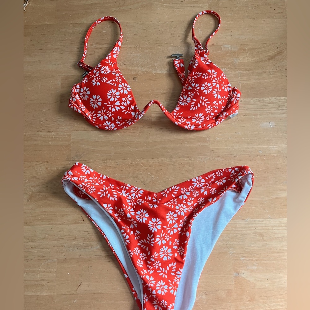 Red underwire bikini